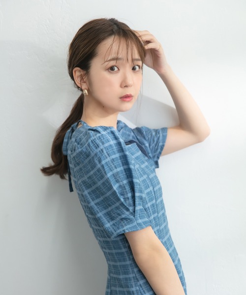 ADIRA(アディラ)の「ポコポコチェックマーメイドワンピ(ワンピース・レディース・ブルー/ブラック・MEDIUM)」の13枚目の写真