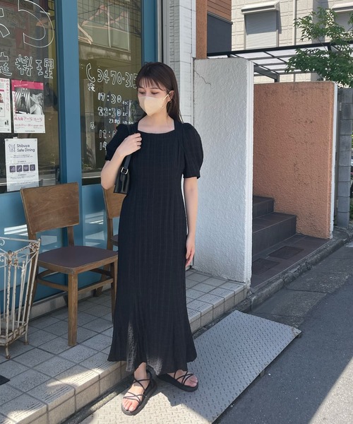 ADIRA(アディラ)の「ポコポコチェックマーメイドワンピ(ワンピース・レディース・ブルー/ブラック・MEDIUM)」の16枚目の写真