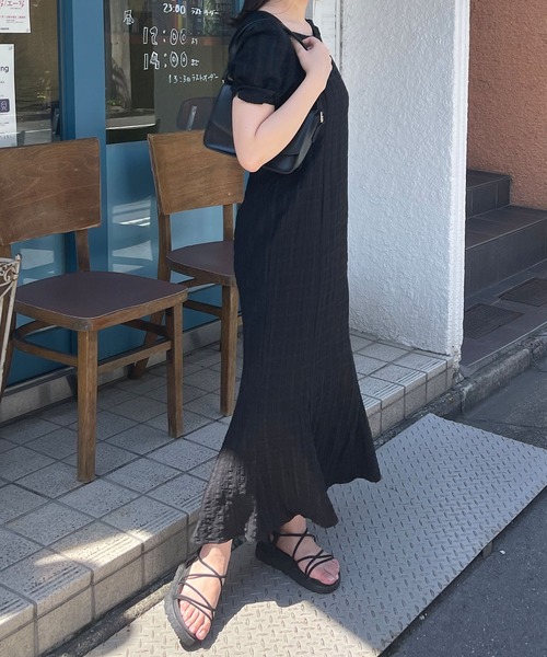 ADIRA(アディラ)の「ポコポコチェックマーメイドワンピ(ワンピース・レディース・ブルー/ブラック・MEDIUM)」の9枚目の写真