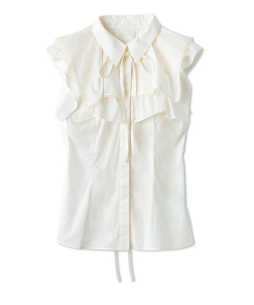 SNIDEL(スナイデル)の「オーバーラップフリルブラウス(シャツ/ブラウス・レディース・ブラック/グレー/オフホワイト・FREE)」の13枚目の写真