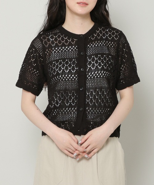 ALAND（エーランド）の「3.3 Field Trip／SHEER KNIT カーディガン 2353236（カーディガン/ボレロ・レディース・ライトブルー/ブラック/アイボリー・FREE）」の2枚目の写真