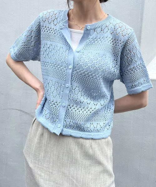 ALAND（エーランド）の「3.3 Field Trip／SHEER KNIT カーディガン 2353236（カーディガン/ボレロ・レディース・ライトブルー/ブラック/アイボリー・FREE）」の17枚目の写真