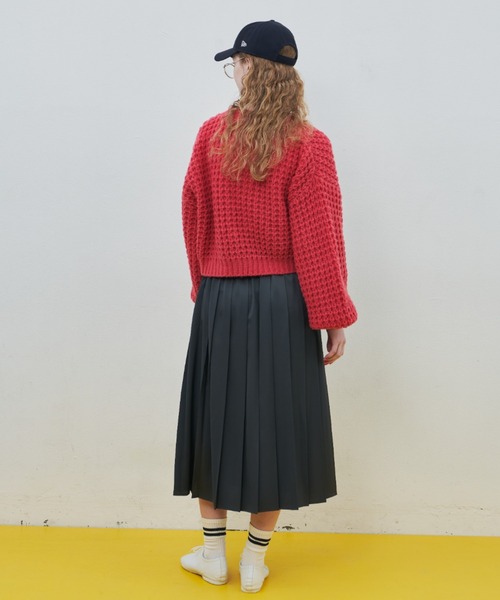 MERLOT（メルロー）の「ワッフル編みカーディガン（カーディガン/ボレロ・レディース・ブラック/レッド/グリーン/ナチュラル・FREE）」の14枚目の写真