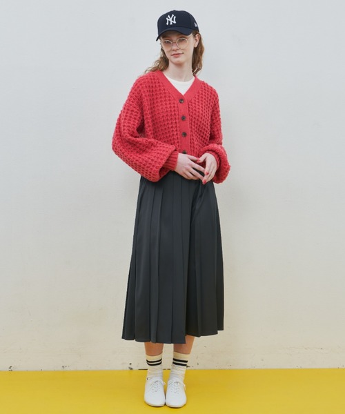 MERLOT（メルロー）の「ワッフル編みカーディガン（カーディガン/ボレロ・レディース・ブラック/レッド/グリーン/ナチュラル・FREE）」の15枚目の写真