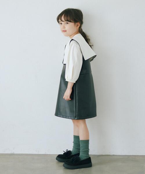 ダークグリーン ネイビー 安くっ チェック柄 ジャンバースカート 100cm~ 