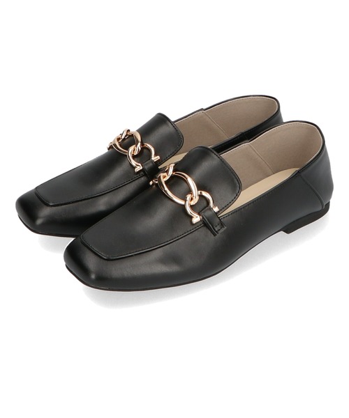 ■2022秋冬新作■オーバルチェーンスクエアトゥローファー/22309