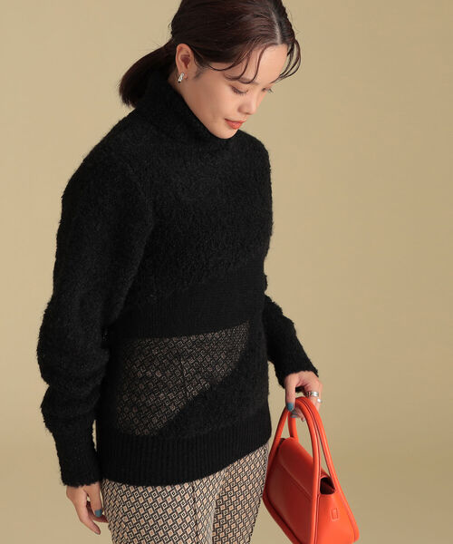 Ray BEAMS(レイビームス)の「Ray BEAMS / ブークレ キリカエ タートルネック ニット(ニット/セーター・レディース・ブルー/ブラック・ONE SIZE)」の21枚目の写真