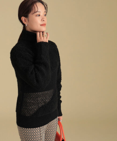 Ray BEAMS(レイビームス)の「Ray BEAMS / ブークレ キリカエ タートルネック ニット(ニット/セーター・レディース・ブルー/ブラック・ONE SIZE)」の20枚目の写真