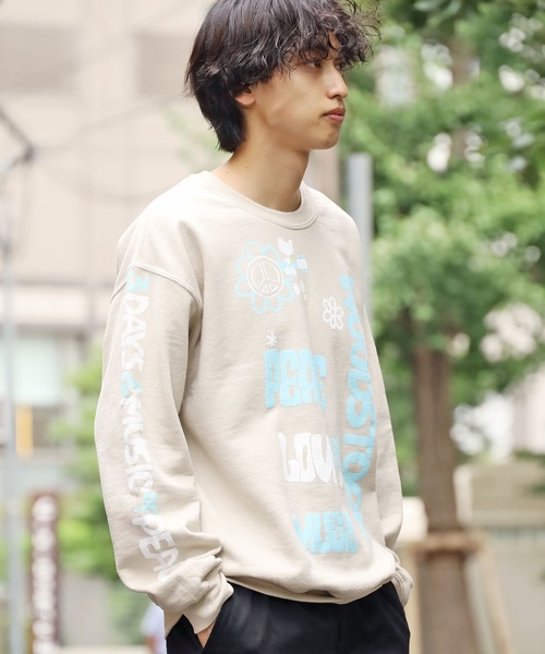 【セール】PEACE LOVE MUSIC FLEECE スウェット プルオーバー グラフィック オーバーサイズ（スウェット）｜ROOPTOKYO（ループトウキョウ）