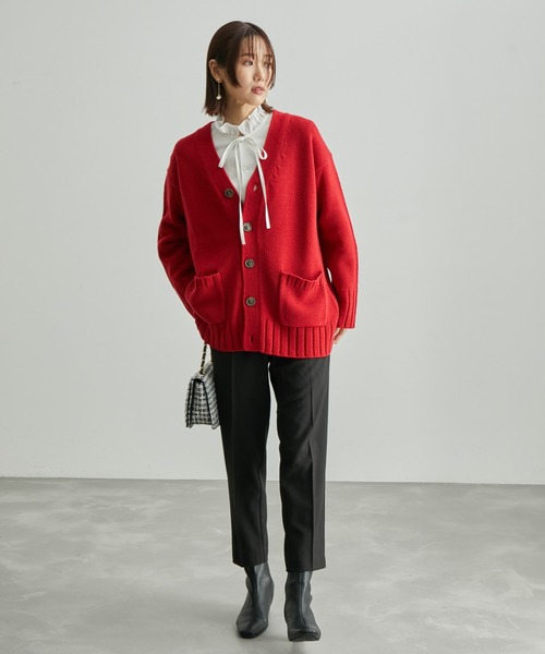 ROPE' PICNIC(ロペピクニック)の「【WEB限定カラー:レッド】バンドンニットミドル丈カーディガン(カーディガン/ボレロ・レディース・ブラック/レッド/ブルー/オレンジ系その他/キナリ・38)」の14枚目の写真
