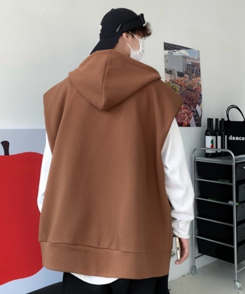 MGV(エムジーヴィー)の「カレッジロゴダブルジップベストパーカー(ベスト・メンズ・ブラウン/グレー・MEDIUM/LARGE/X-LARGE)」の7枚目の写真