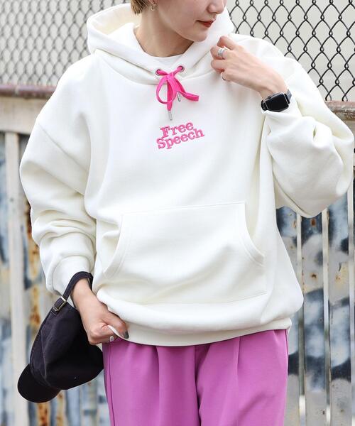 coen（コーエン）の「FreeSpeech(フリースピーチ)裏起毛フーディー（パーカー・レディース・ダークグリーン/オフホワイト・L/M）」の18枚目の写真