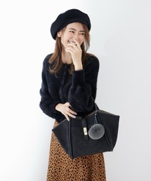 クルーネックシャギーカーデ