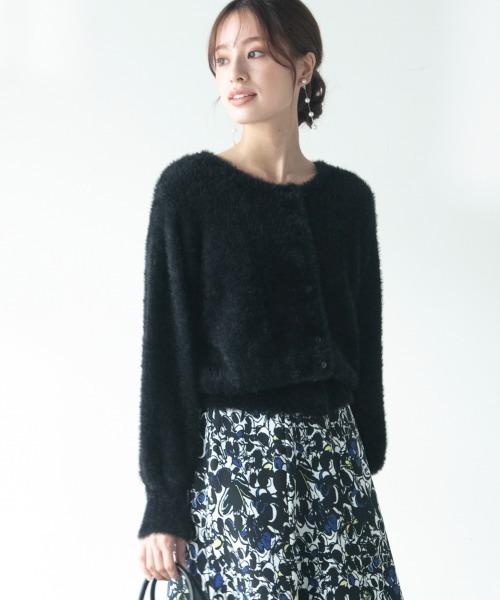 M.deux（エムドゥ）の「クルーネックシャギーカーデ（カーディガン/ボレロ・レディース・ライトグレー/ブラック/ラベンダー/オフホワイト/ベージュ・MEDIUM）」の14枚目の写真