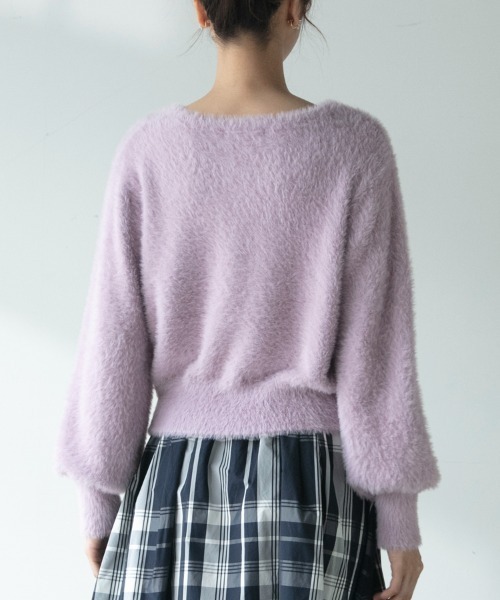 M.deux（エムドゥ）の「クルーネックシャギーカーデ（カーディガン/ボレロ・レディース・ライトグレー/ブラック/ラベンダー/オフホワイト/ベージュ・MEDIUM）」の20枚目の写真