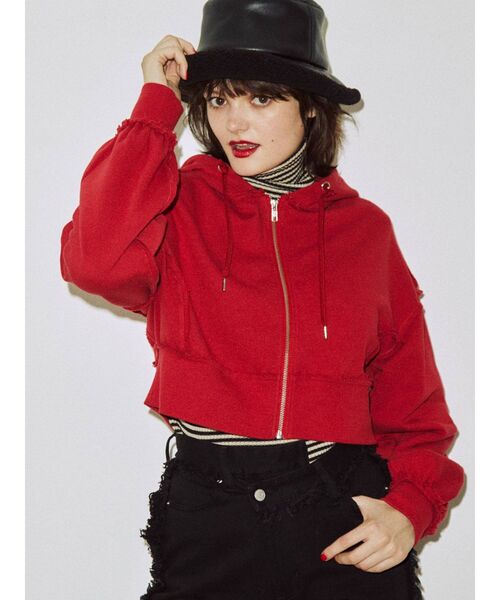 jouetie(ジュエティ)の「ショートフーディ(パーカー・レディース・ブラック/ブルー/グリーン/レッド・MEDIUM)」の6枚目の写真