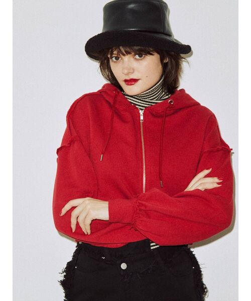 jouetie(ジュエティ)の「ショートフーディ(パーカー・レディース・ブラック/ブルー/グリーン/レッド・MEDIUM)」の7枚目の写真