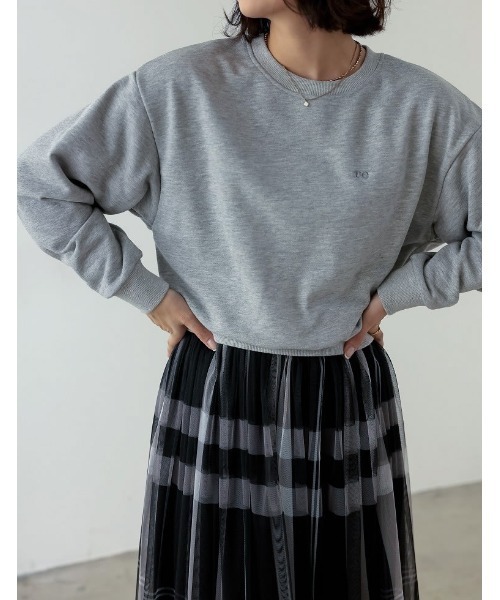Re:EDIT（リエディ）の「裏毛ワンポイント刺繍スウェットプルオーバー（スウェット・レディース・ホワイト系その他/ピンク/ブラック/ベージュ/モカ/グレー/グリーン・MEDIUM/LARGE）」の5枚目の写真