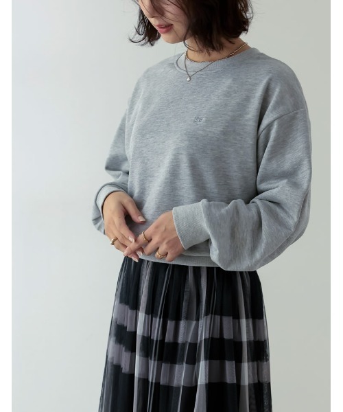 Re:EDIT（リエディ）の「裏毛ワンポイント刺繍スウェットプルオーバー（スウェット・レディース・ホワイト系その他/ピンク/ブラック/ベージュ/モカ/グレー/グリーン・MEDIUM/LARGE）」の17枚目の写真