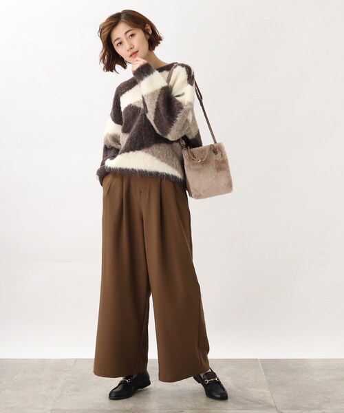 grove（グローブ）の「◆ベルト付き ハイウエストワイドパンツ（その他パンツ・レディース・ダークブラウン/アイボリー/ブラック・02/03/04/01/05）」の10枚目の写真