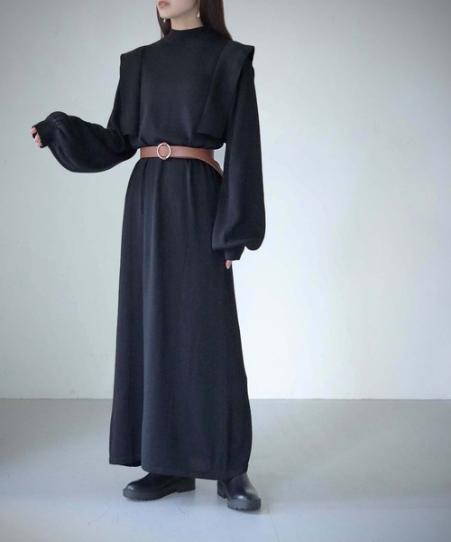 cheriella（シェリエラ）の「【cheriella】【WEB限定】ベルト付きマルチ丈肩パーツデザインワンピース/着丈調整自由（ワンピース・レディース・モカ/ブラック/カーキ・M）」の19枚目の写真