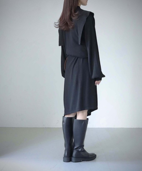 cheriella（シェリエラ）の「【cheriella】【WEB限定】ベルト付きマルチ丈肩パーツデザインワンピース/着丈調整自由（ワンピース・レディース・モカ/ブラック/カーキ・M）」の11枚目の写真