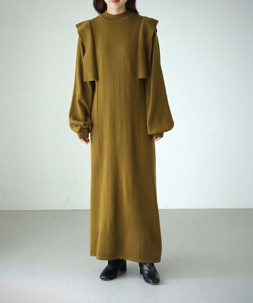 cheriella（シェリエラ）の「【cheriella】【WEB限定】ベルト付きマルチ丈肩パーツデザインワンピース/着丈調整自由（ワンピース・レディース・モカ/ブラック/カーキ・M）」の6枚目の写真