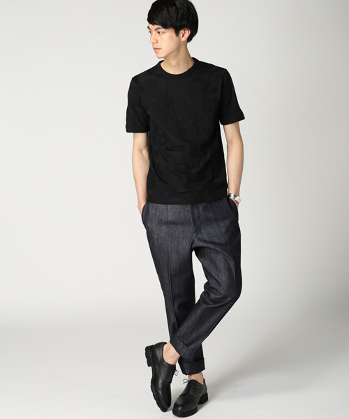 EDIFICE（エディフィス）の「◇40/2シルケットリンクス クルーネックショートスリーブ（Tシャツ/カットソー・メンズ・ブラック/チャコールグレー/ホワイト・46/44/48）」の16枚目の写真