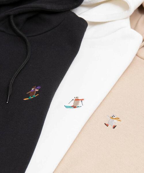 coen（コーエン）の「ワンポイント刺繍ウィンターベア裏起毛パーカー(WEB限定カラー)（パーカー・メンズ・ホワイト/ケリーグリーン/ネイビー/モカ/ブラック/ベージュ・S/L/XL/M）」の4枚目の写真