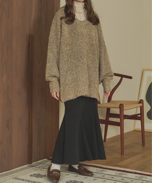 Ambre Neige（アンブルネージュ）の「【前後2WAY】メランジブークレニット／WEB/EC限定商品（ニット/セーター・レディース・ダークブラウン/ライトブラウン/ピンク/ベージュ・FREE）」の21枚目の写真