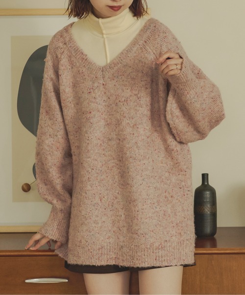 Ambre Neige（アンブルネージュ）の「【前後2WAY】メランジブークレニット／WEB/EC限定商品（ニット/セーター・レディース・ダークブラウン/ライトブラウン/ピンク/ベージュ・FREE）」の22枚目の写真