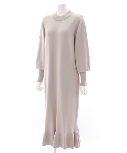 clear（クリア）の「裾フレアニットワンピース（ワンピース・レディース・グレイッシュベージュ/アイボリー/ブラック・F）」の4枚目の写真