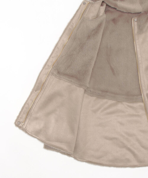 DouDou(ドゥドゥ)の「【WEB限定】フェイクムートン×ファー切替ハーフコート(その他アウター・レディース・ベージュ/モカ・FREE)」の10枚目の写真