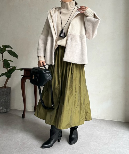 DouDou(ドゥドゥ)の「【WEB限定】フェイクムートン×ファー切替ハーフコート(その他アウター・レディース・ベージュ/モカ・FREE)」の3枚目の写真