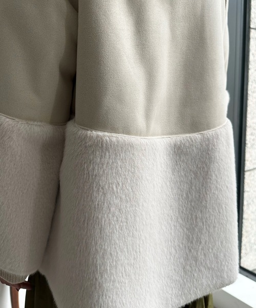 DouDou(ドゥドゥ)の「【WEB限定】フェイクムートン×ファー切替ハーフコート(その他アウター・レディース・ベージュ/モカ・FREE)」の21枚目の写真