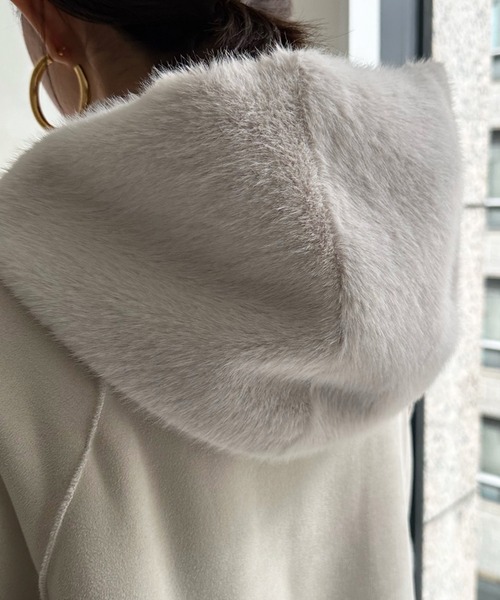 DouDou(ドゥドゥ)の「【WEB限定】フェイクムートン×ファー切替ハーフコート(その他アウター・レディース・ベージュ/モカ・FREE)」の9枚目の写真