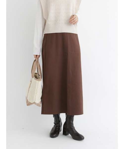 Samansa Mos2 blue(サマンサモスモスブルー)の「スエードタッチスカート(スカート・レディース・ブラック/ベージュ/ブラウン・フリ-)」の3枚目の写真