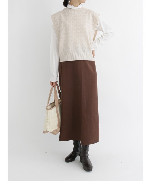 Samansa Mos2 blue(サマンサモスモスブルー)の「スエードタッチスカート(スカート・レディース・ブラック/ベージュ/ブラウン・フリ-)」の16枚目の写真