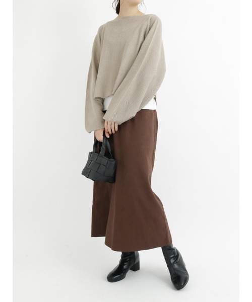 Samansa Mos2 blue(サマンサモスモスブルー)の「スエードタッチスカート(スカート・レディース・ブラック/ベージュ/ブラウン・フリ-)」の13枚目の写真