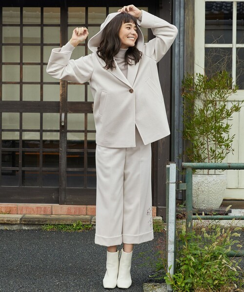 セール】【CLASSY.1月号掲載】ウールカシミヤビーバー フード付き