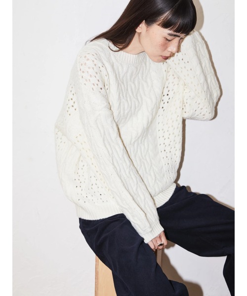 アイボリー　ケーブルニット セール】Levi's/リーバイス ISABEL ケーブルニットセーター