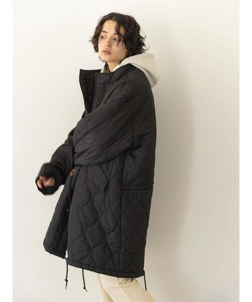 koe（コエ）の「ポリシレー中綿キルトフィッシュテールコート（その他アウター・レディース・オリーブ/ブラック・L/M）」の5枚目の写真