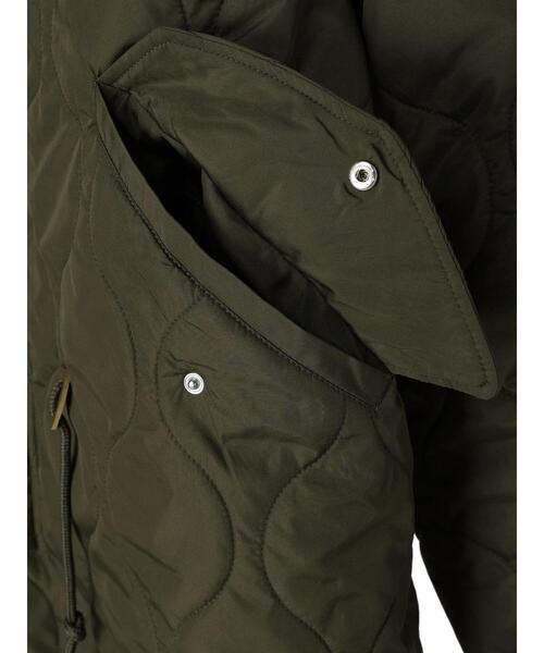 koe（コエ）の「ポリシレー中綿キルトフィッシュテールコート（その他アウター・レディース・オリーブ/ブラック・L/M）」の22枚目の写真