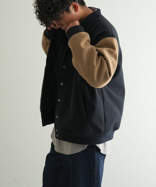 CIAOPANIC TYPY（チャオパニックティピー）の「□オーバーサイズウールライクスタジャン（スタジャン・メンズ・グリーン/ネイビー/ライトグレー・L/M）」の5枚目の写真