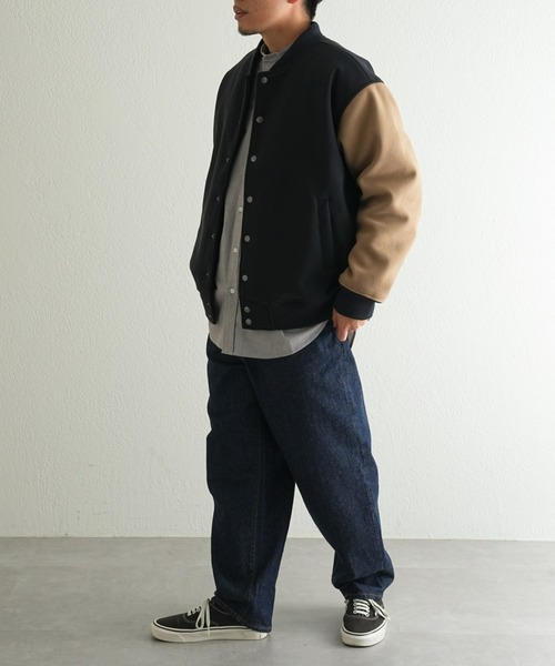 CIAOPANIC TYPY（チャオパニックティピー）の「□オーバーサイズウールライクスタジャン（スタジャン・メンズ・グリーン/ネイビー/ライトグレー・L/M）」の11枚目の写真