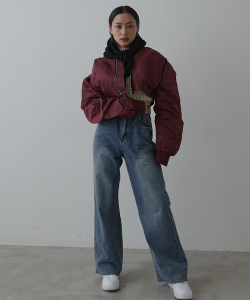 FIG&VIPER（フィグアンドバイパー）の「ショート丈ボリュームスリーブMA-１（MA-1・レディース・カーキ/ワイン・FREE）」の9枚目の写真