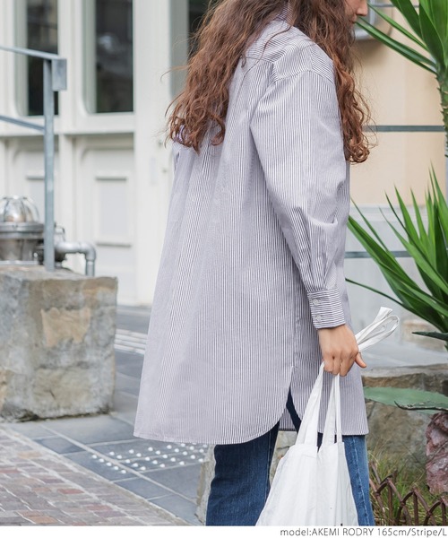 coca（coca）（コカ）の「オックスロングシャツ（シャツ/ブラウス・レディース・ストライプ/ホワイト/ライトブルー・M/L）」の5枚目の写真