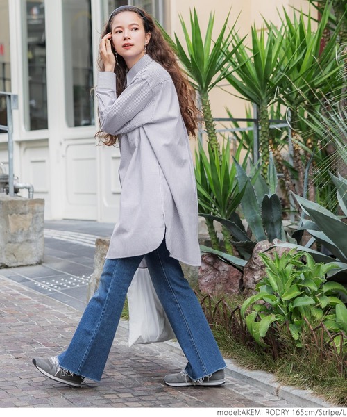 coca（coca）（コカ）の「オックスロングシャツ（シャツ/ブラウス・レディース・ストライプ/ホワイト/ライトブルー・M/L）」の6枚目の写真