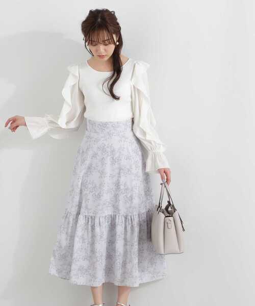 PROPORTION BODY DRESSING（プロポーションボディドレッシング）の「モノトーンブーケフラワースカート / 1213120114（スカート・レディース・カーキ/パープル・SMALL/MEDIUM）」の8枚目の写真