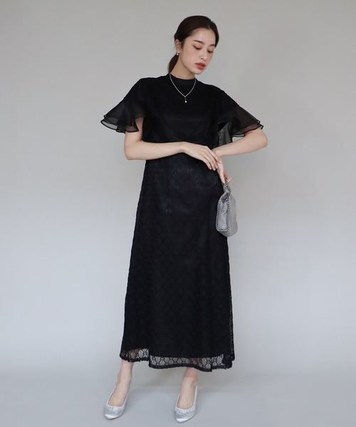 J by blue ジオメトリックチェーンレースドレス パーティードレス S ジェーバイブルー J by blue 《結婚式 パーティー 二次会》ジオ